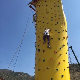 Climbing wall at the lava springs adventure park