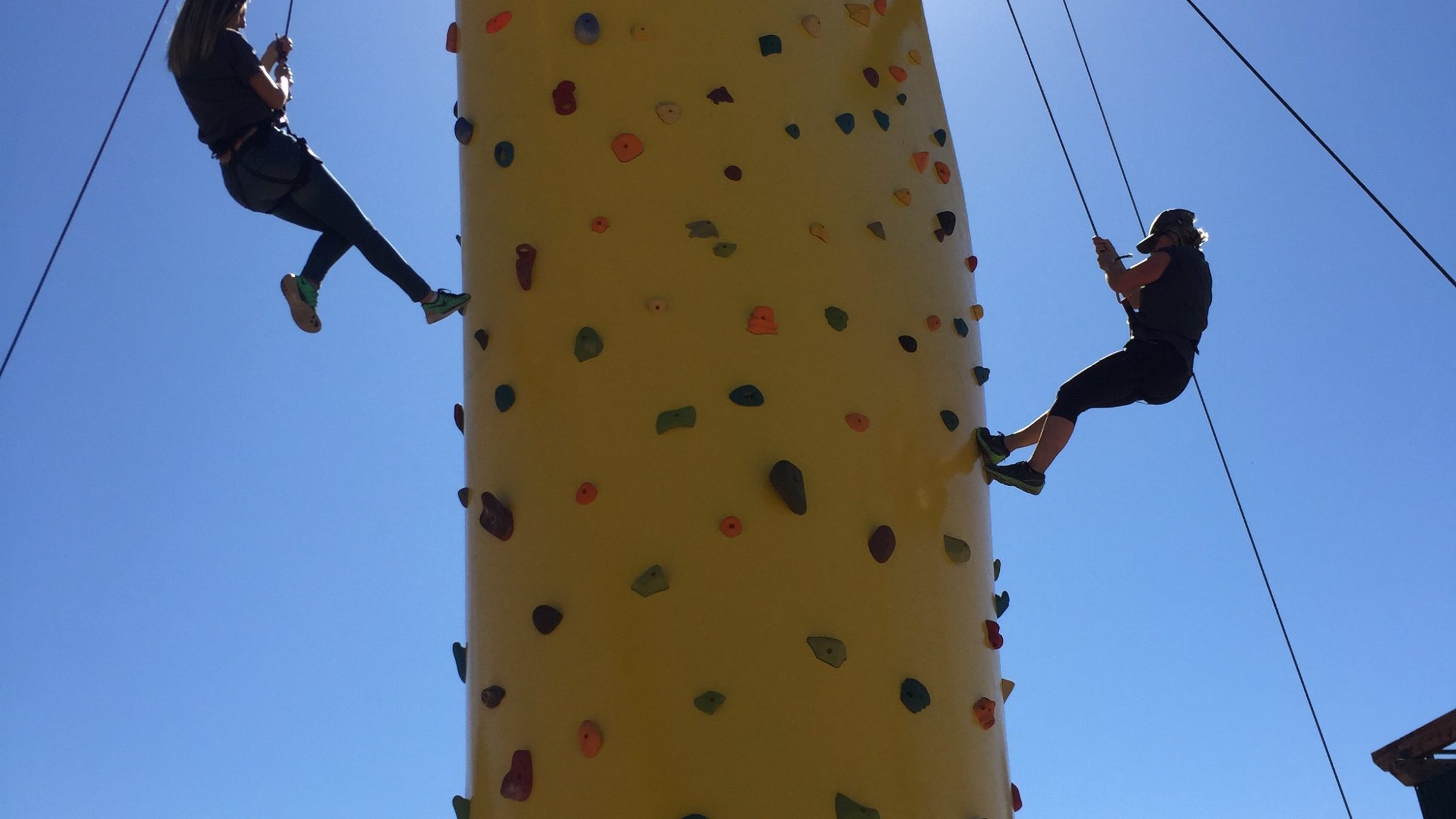 Climbers on the wall in Lava Hot Springs