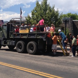 Loading up the army truck on Main Street