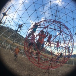Fish eye view of kids ropes course in Lava Hot Springs Idaho