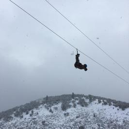 snowy zipline adventure in Lava Hot Springs Idaho