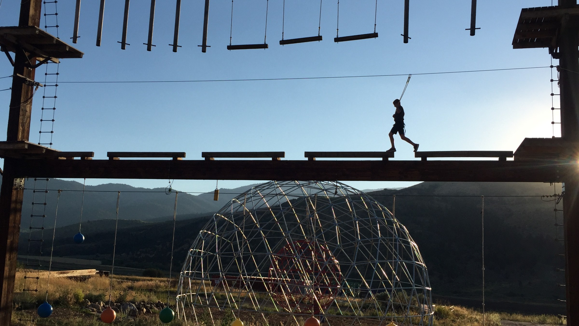 silhouette of the high ropes course lava hot springs